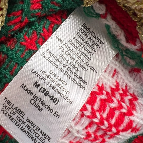 Ugly Christmas Sweater Mens MEDIUM 38-40 Holiday Time Gnome Party Tacky Novelty - Picture 10 of 11